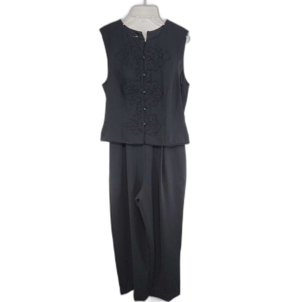 Vintage Donna Morgan Petites Black One Piece Sleeveless JumpSuit Size 8